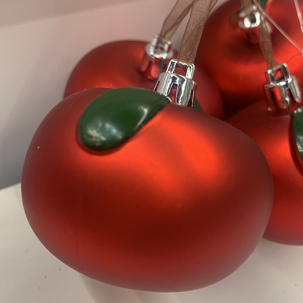 4 pc 🍎 IKEA Apple Christmas ornaments decorations holiday decor red fruit new - Picture 6 of 15
